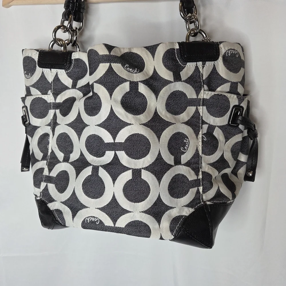 Coach Black and White Signature Purse OP Art - Picture 2 of 13